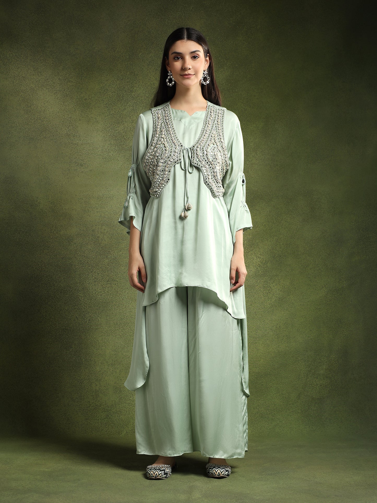 Ice Blue Kurta Set with Jacket