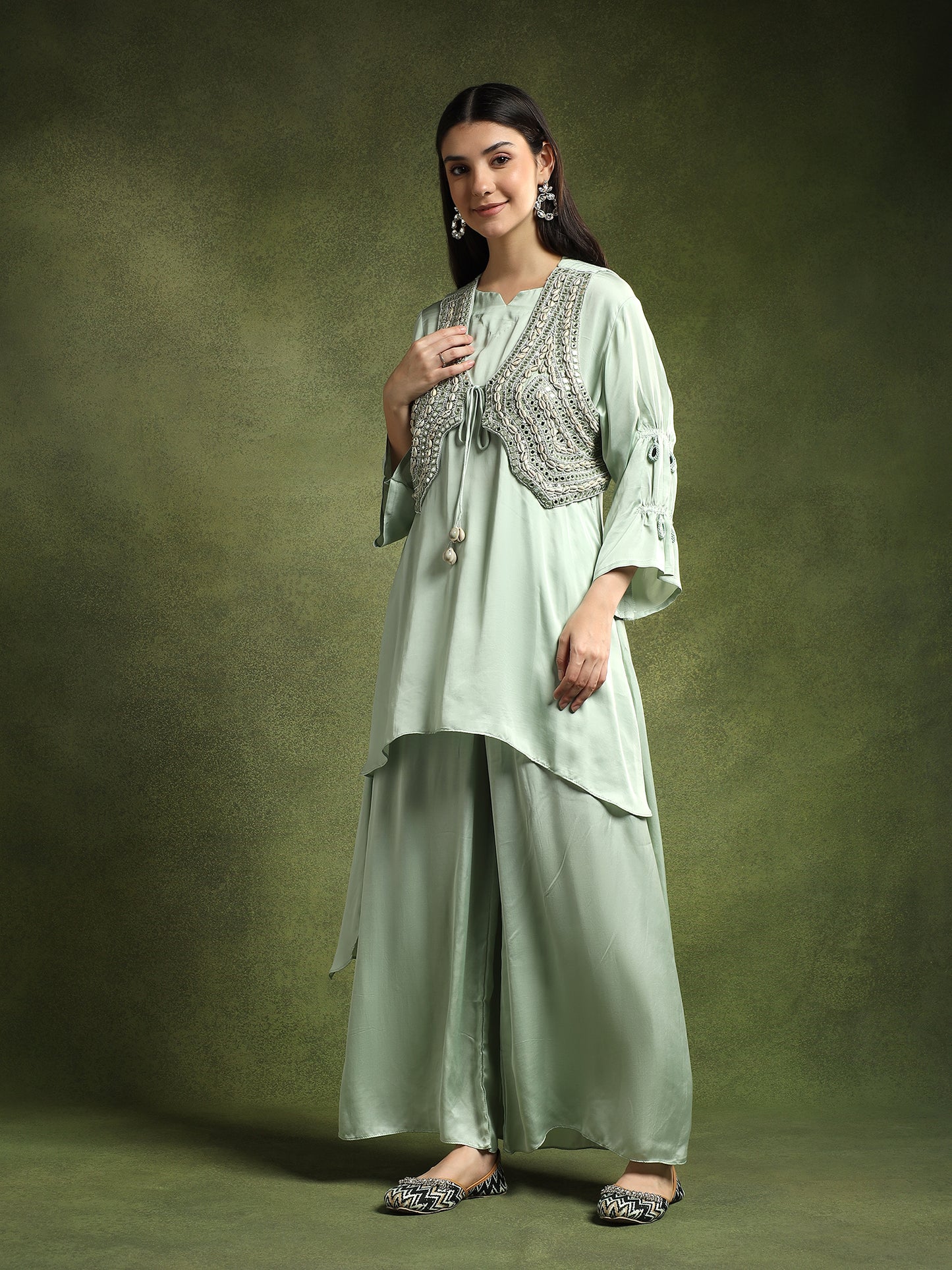 Ice Blue Kurta Set with Jacket