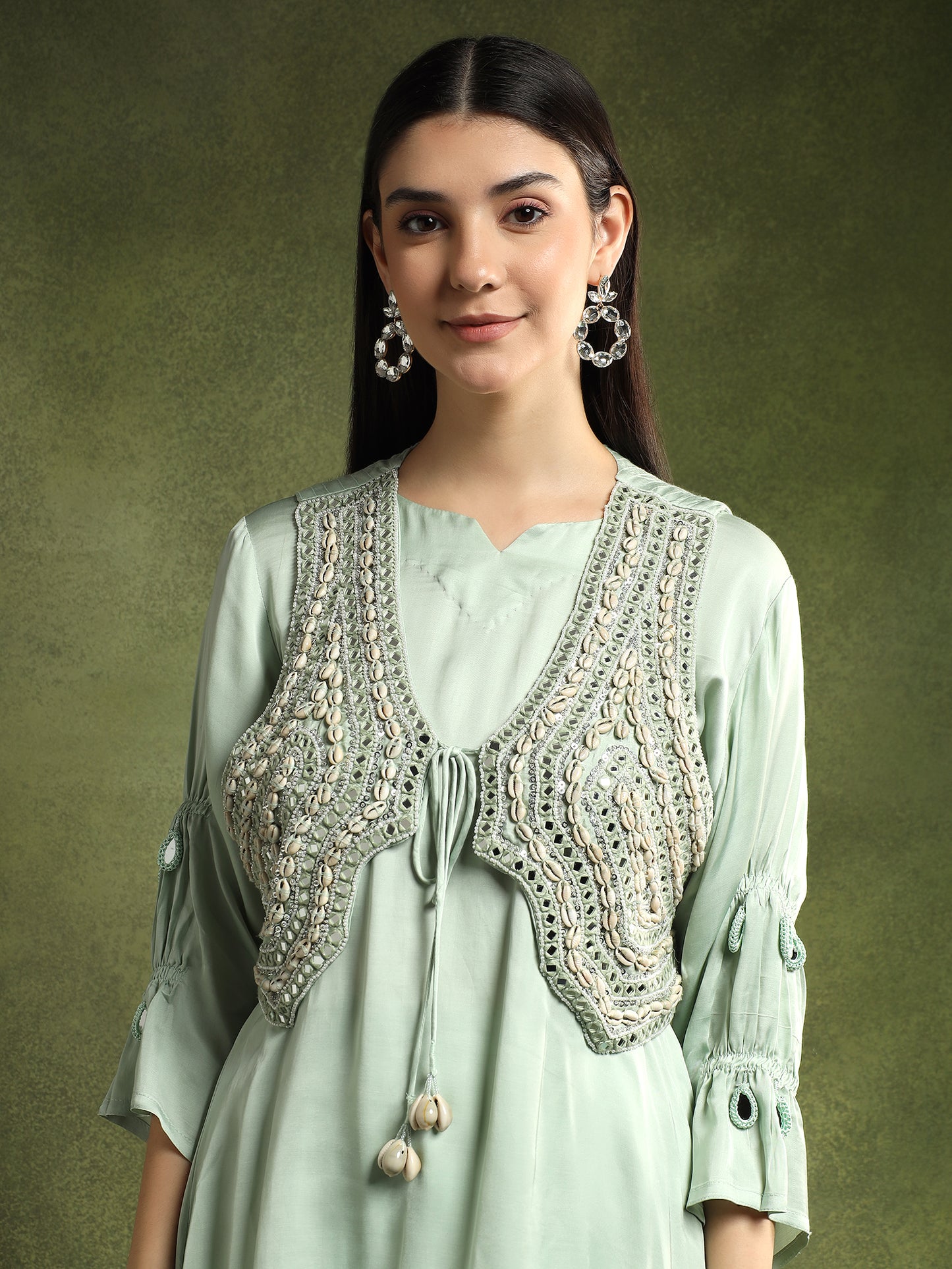 Ice Blue Kurta Set with Jacket