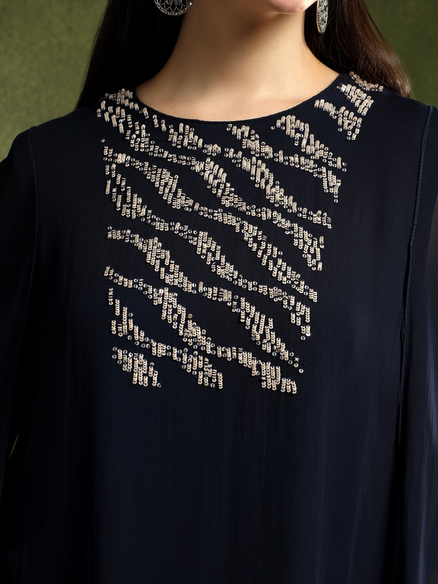 Blue Georgette Cape Set
