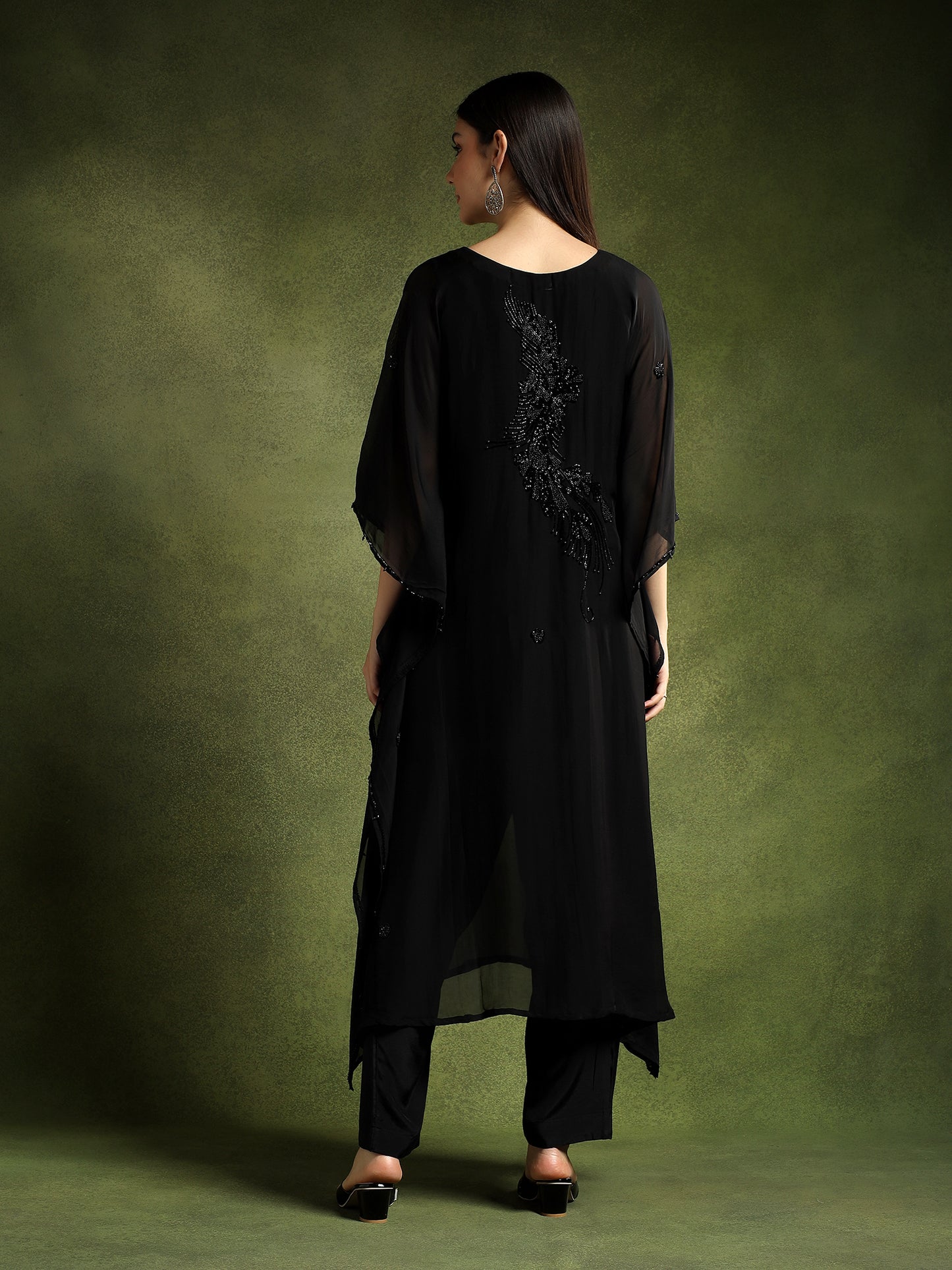 Black Kaftan and Pants Set
