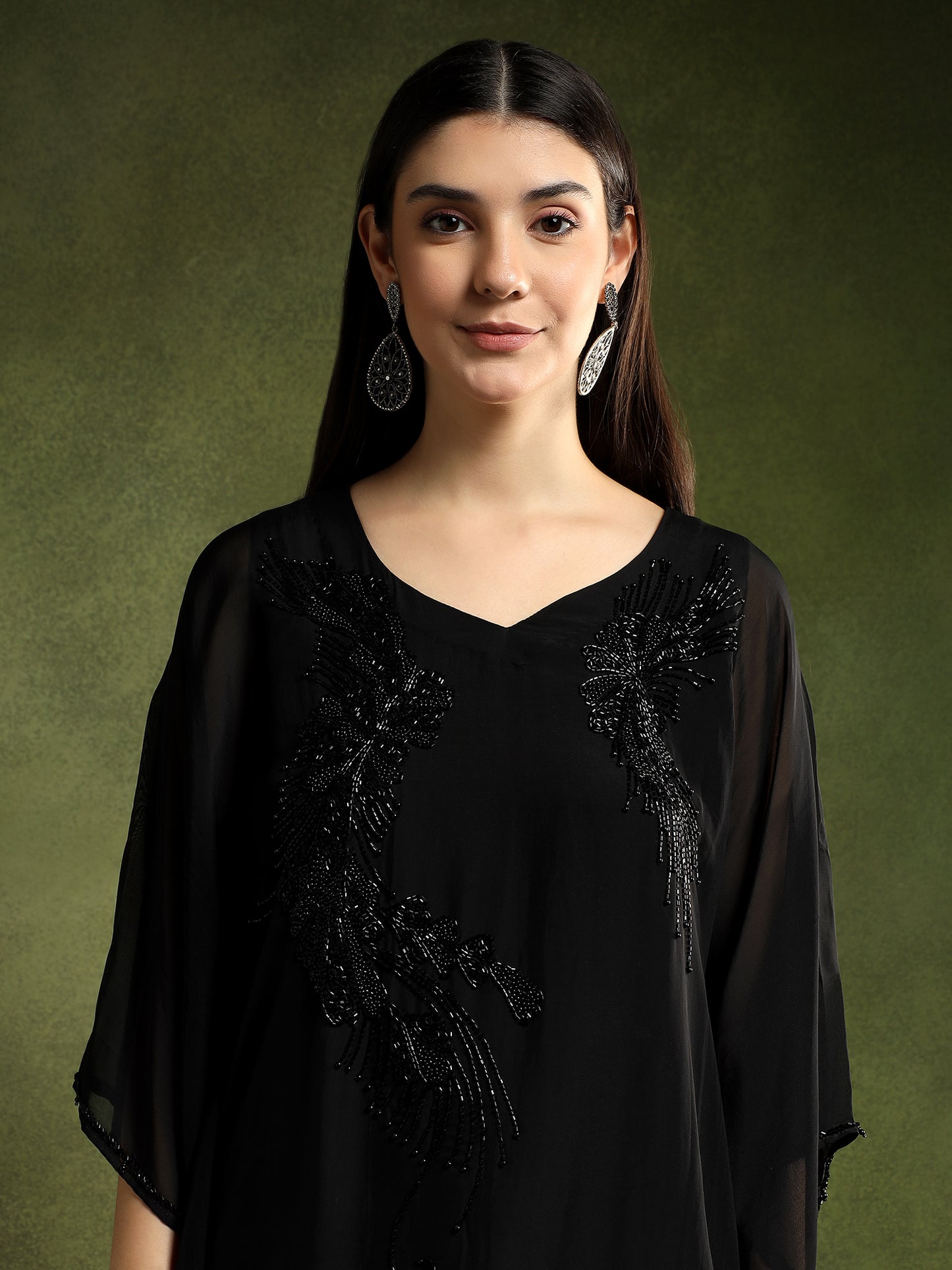 Black Kaftan and Pants Set