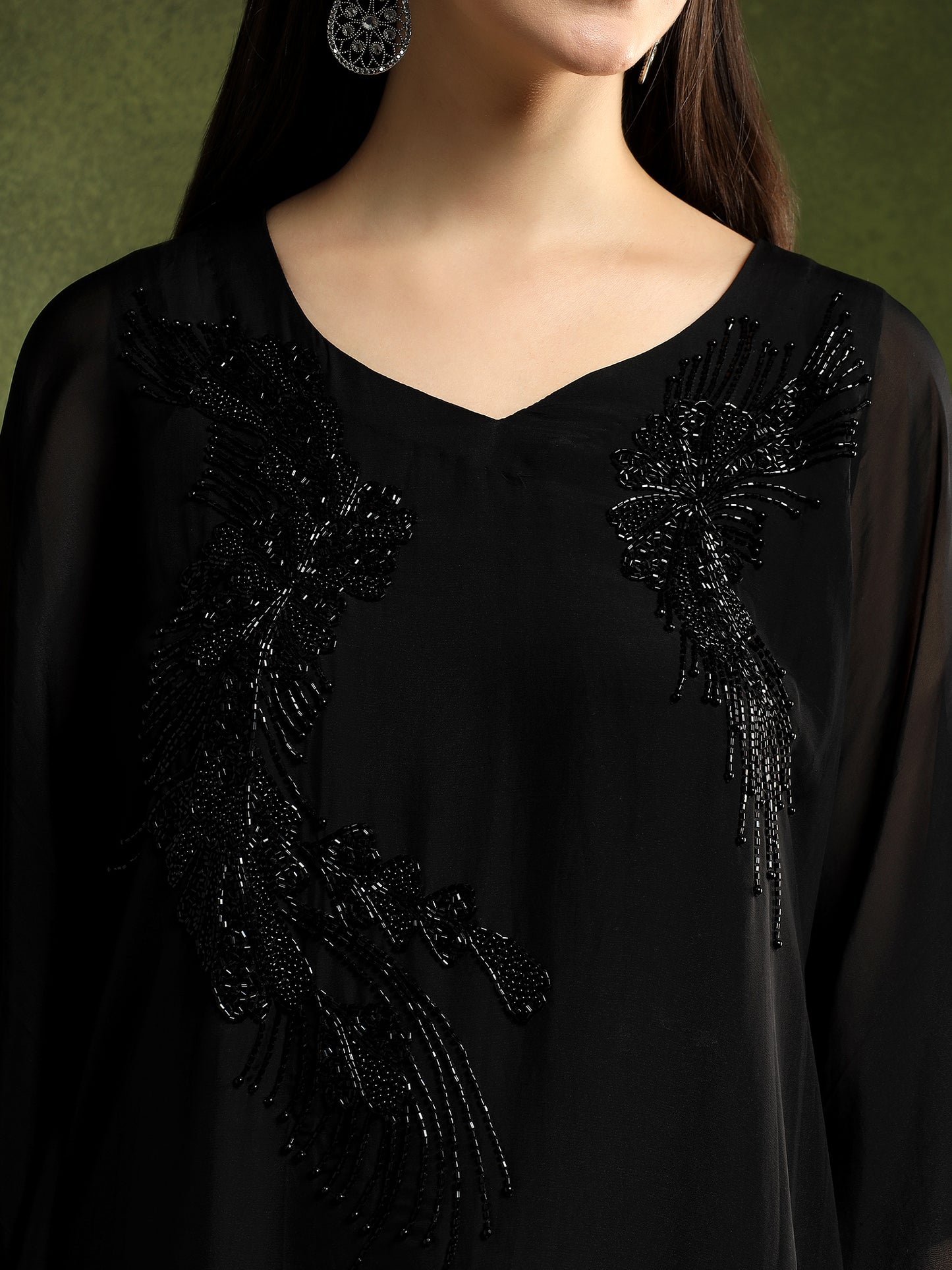 Black Kaftan and Pants Set
