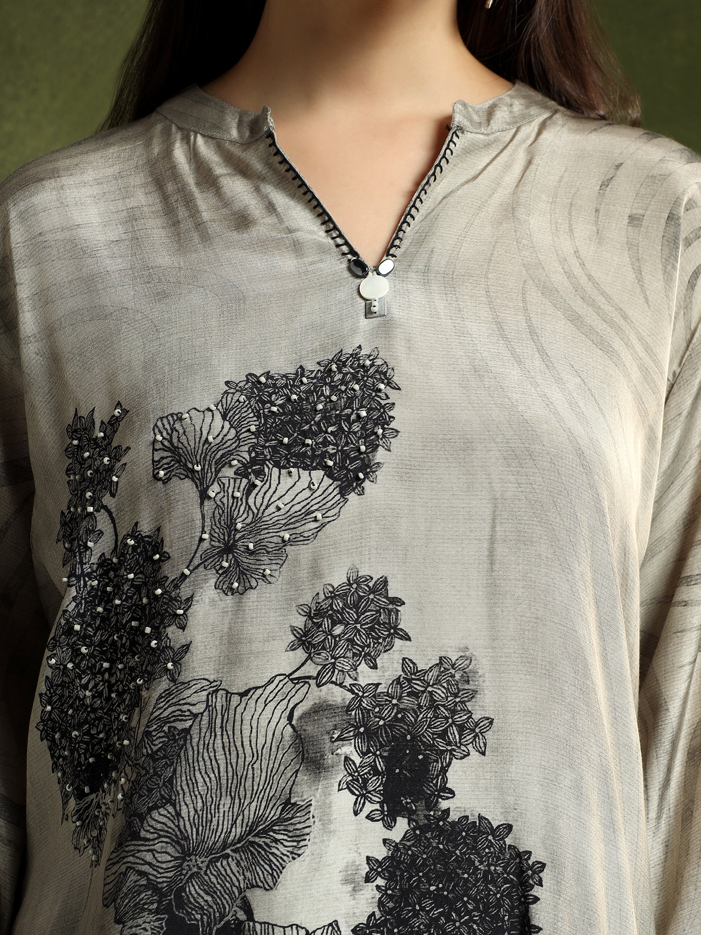 Taupe Black Printed Cord Set