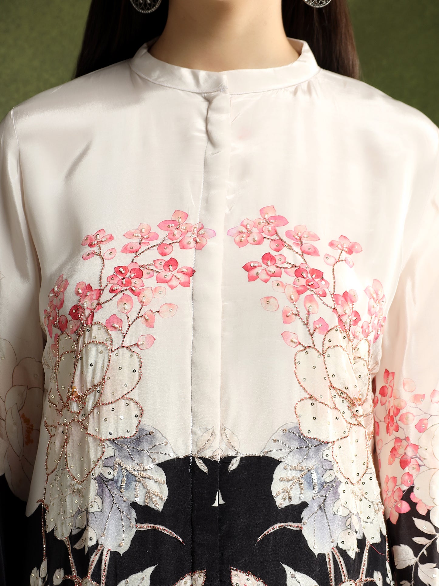 Crepe Printed Cord Set with Hand Embroidery