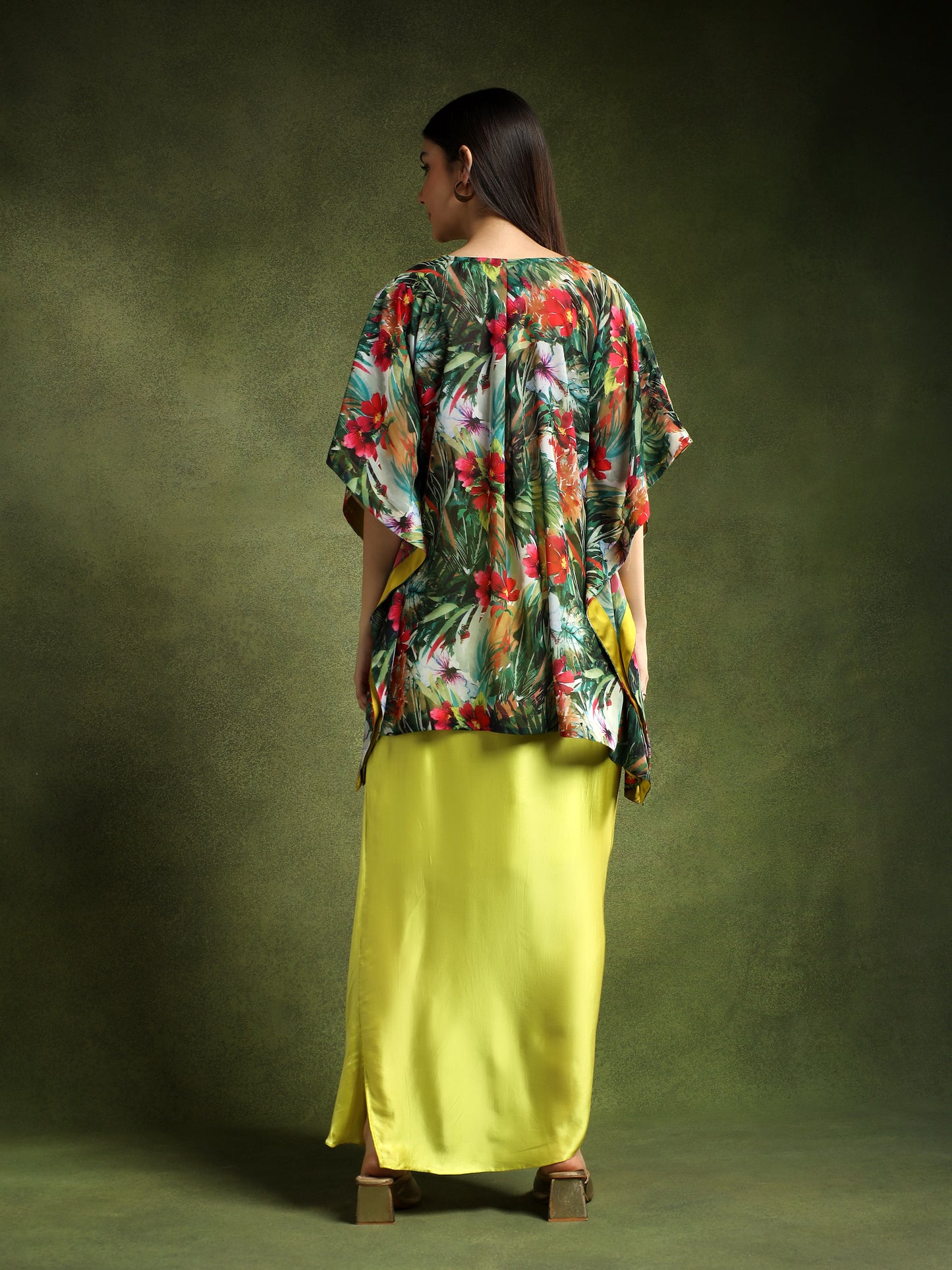 Green Printed Kaftan