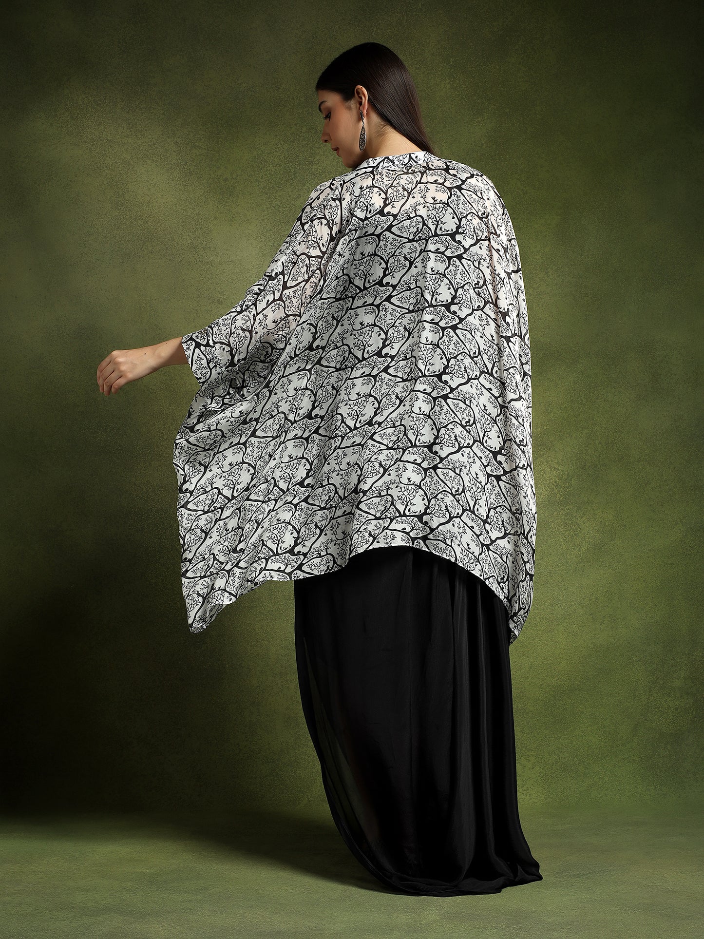 Silk Monochrome Printed Kaftan Shirt