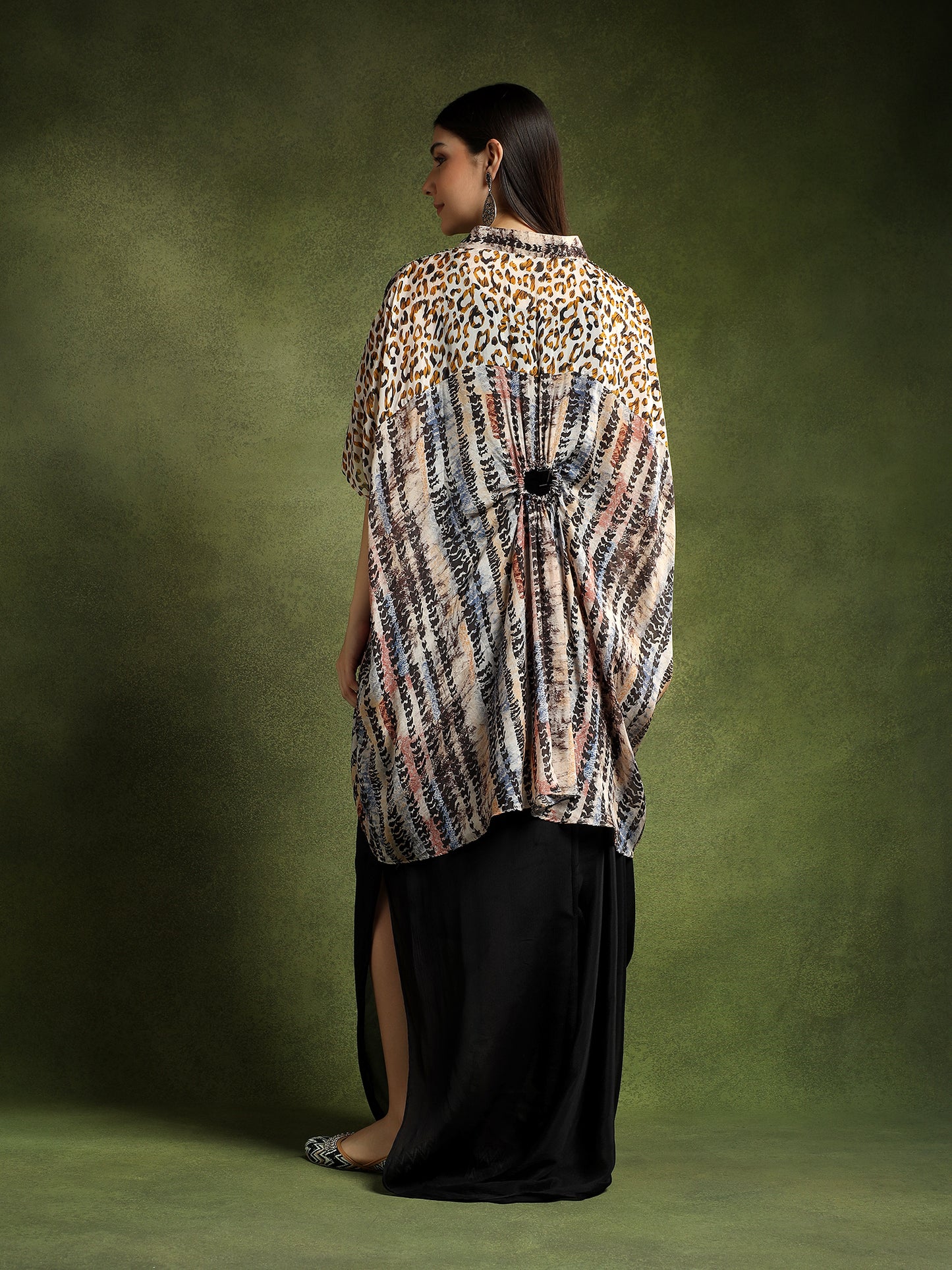 Multi-Colour Patterned Silk Kaftan Shirt