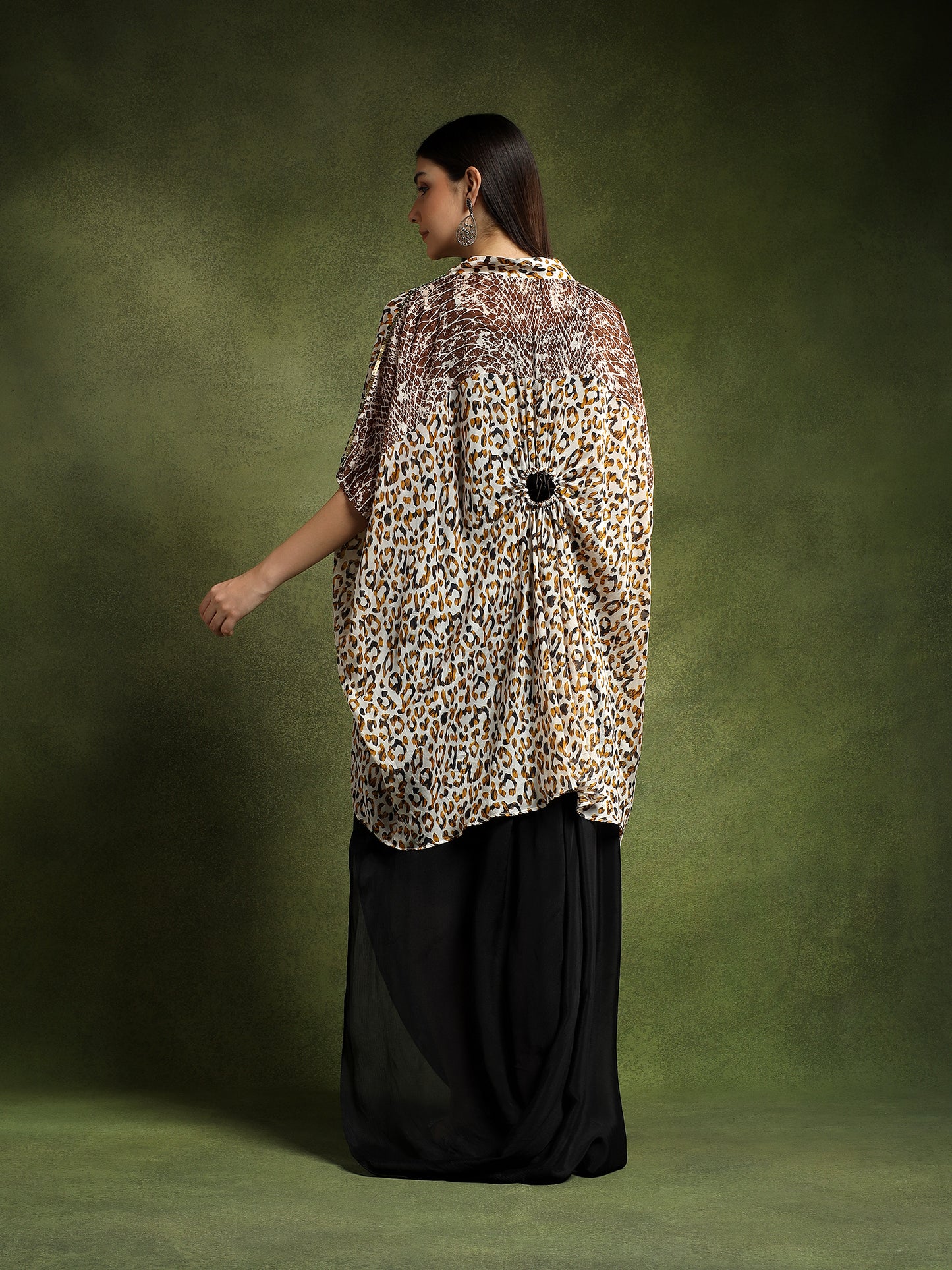 Animal Print Silk Kaftan Shirt