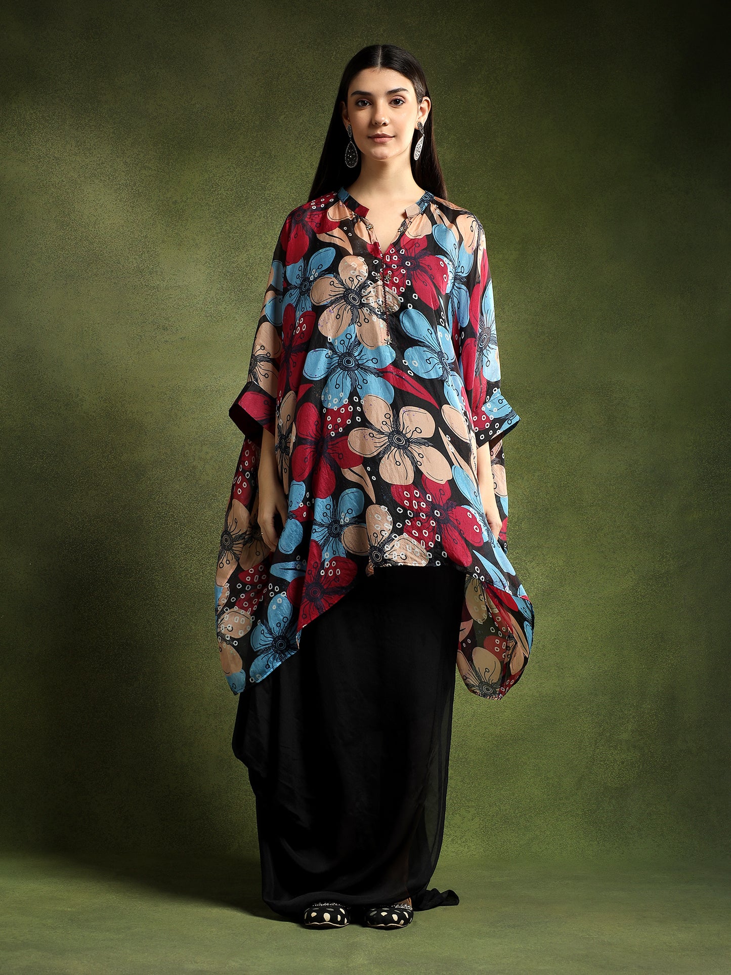 Silk Multi-Colour Printed Kaftan Shirt