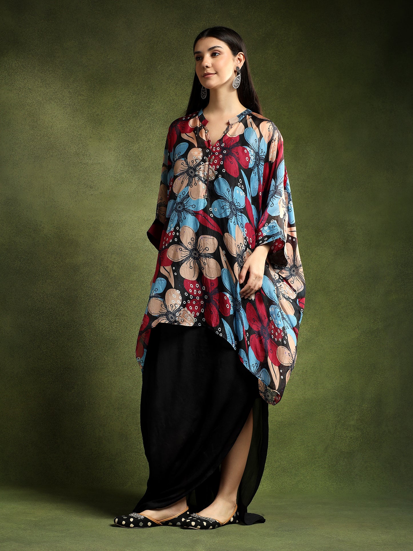 Silk Multi-Colour Printed Kaftan Shirt