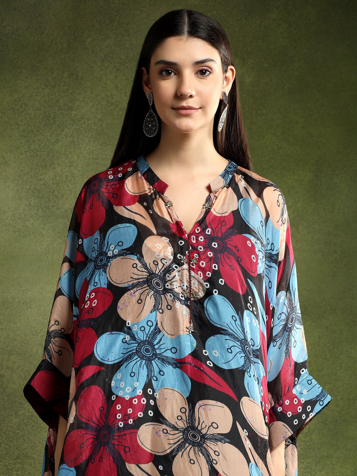 Silk Multi-Colour Printed Kaftan Shirt