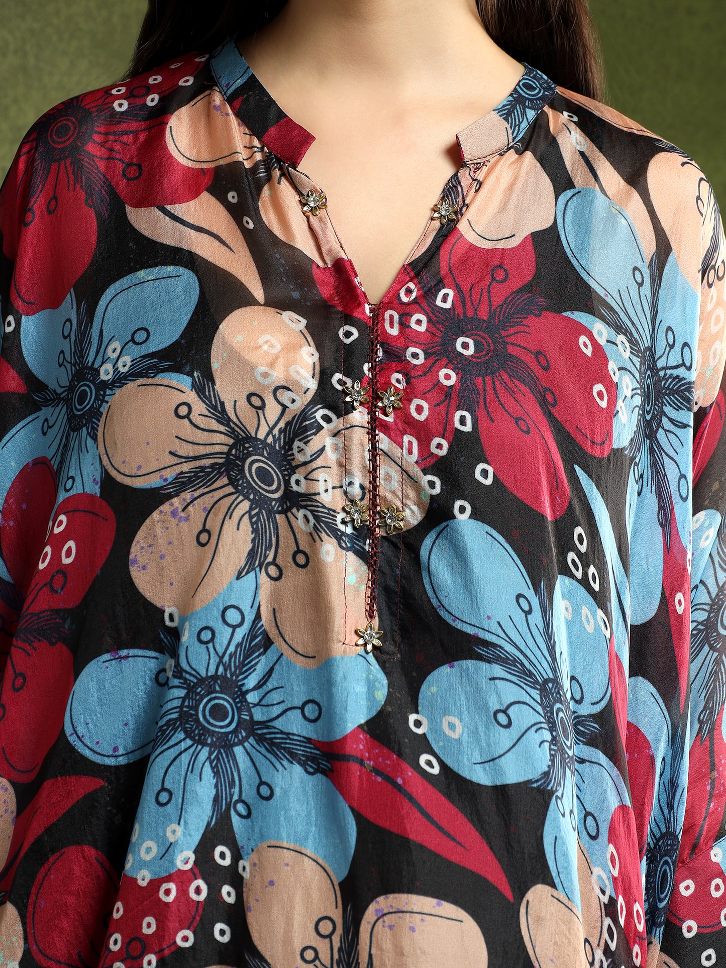 Silk Multi-Colour Printed Kaftan Shirt