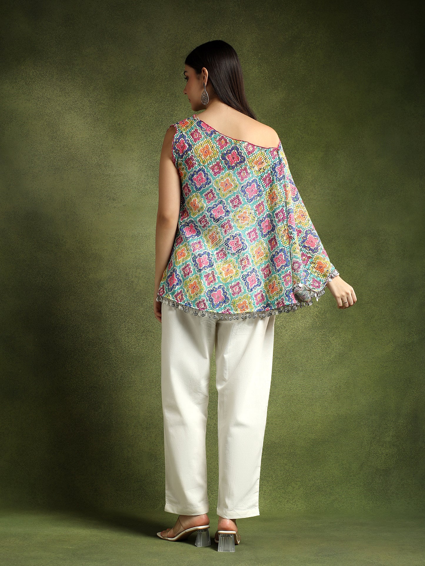 Crotchet Multi-Coloured Embellished Kimono