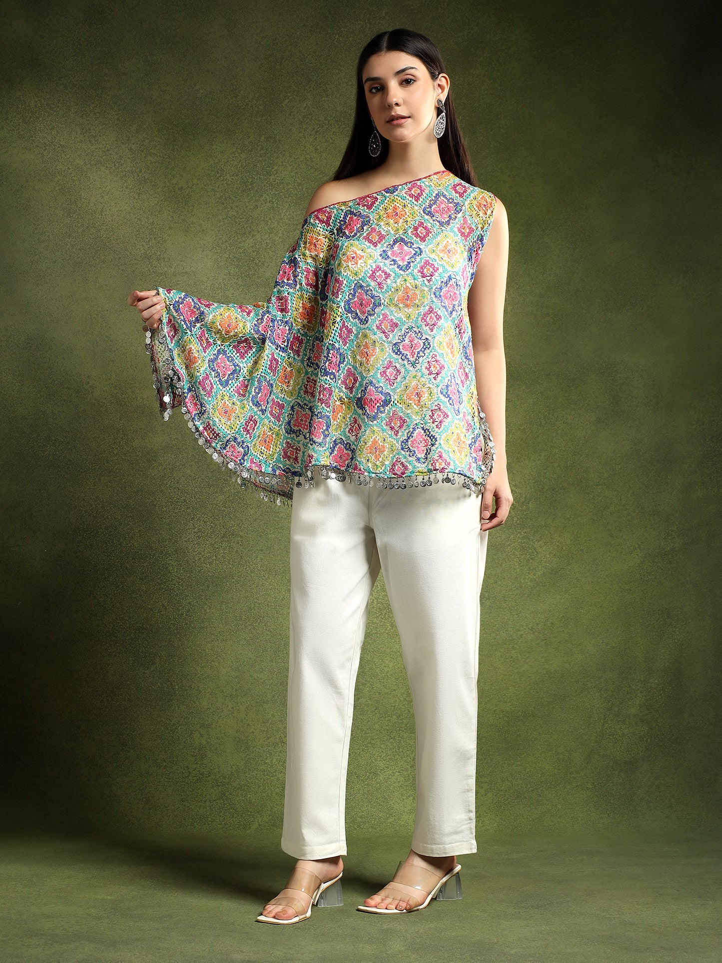 Crotchet Multi-Coloured Embellished Kimono
