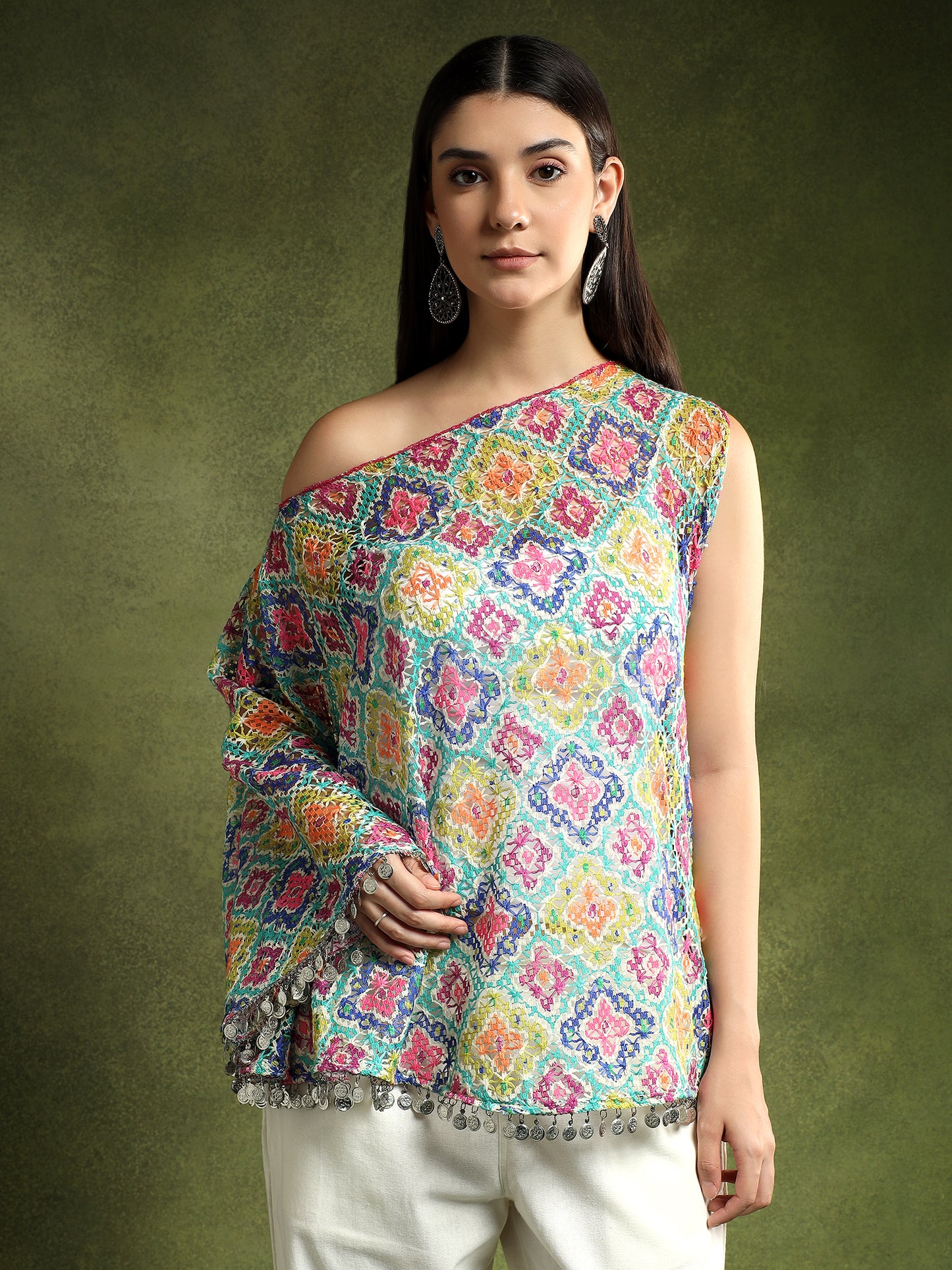 Crotchet Multi-Coloured Embellished Kimono
