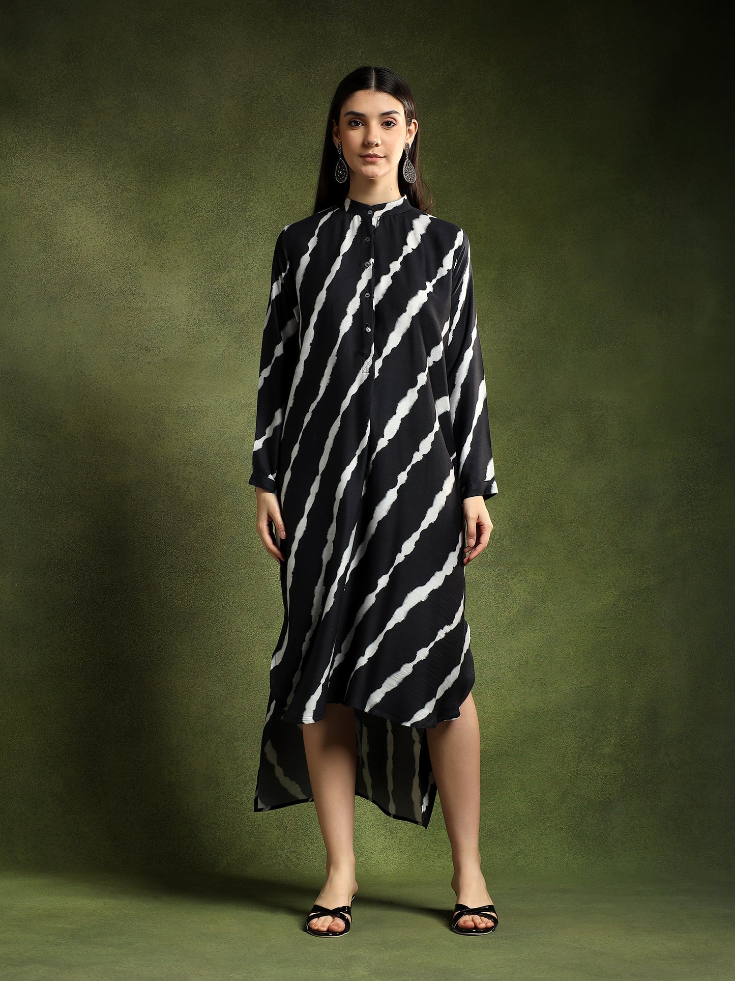 Black Batik Printed Kurta Dress