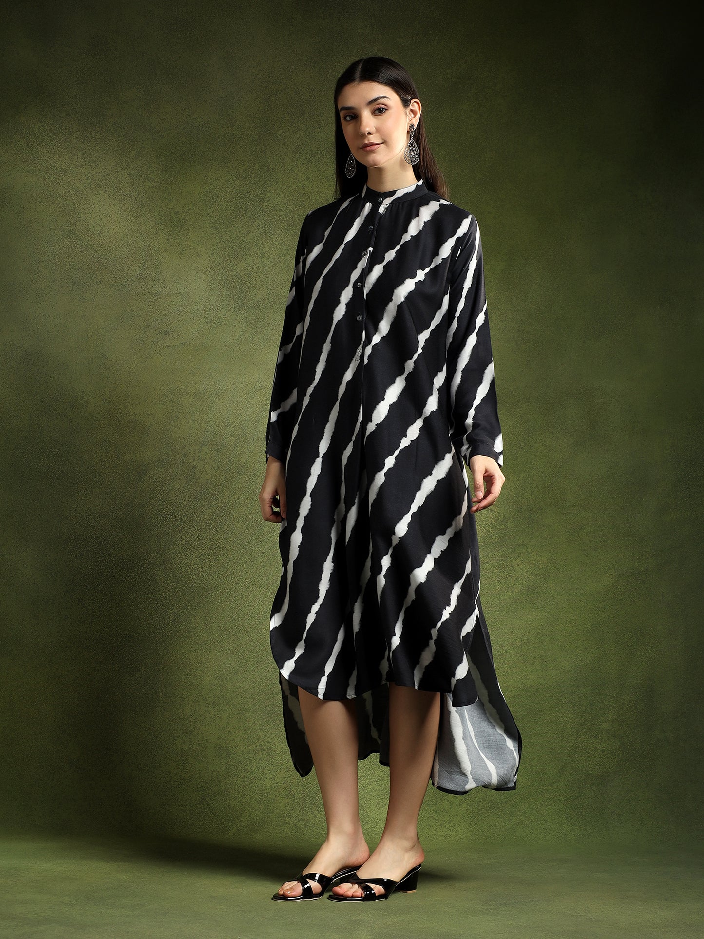 Black Batik Printed Kurta Dress