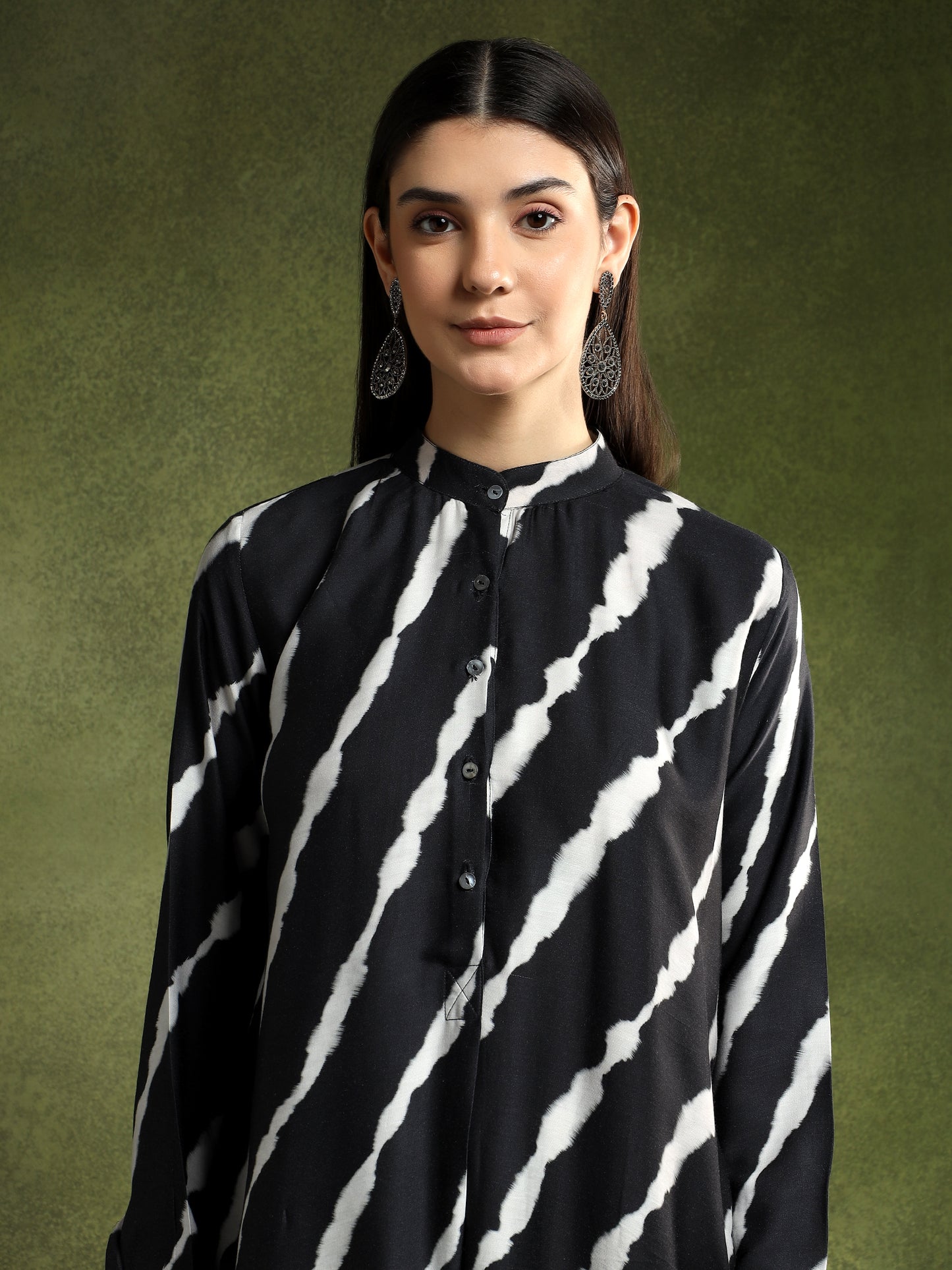 Black Batik Printed Kurta Dress