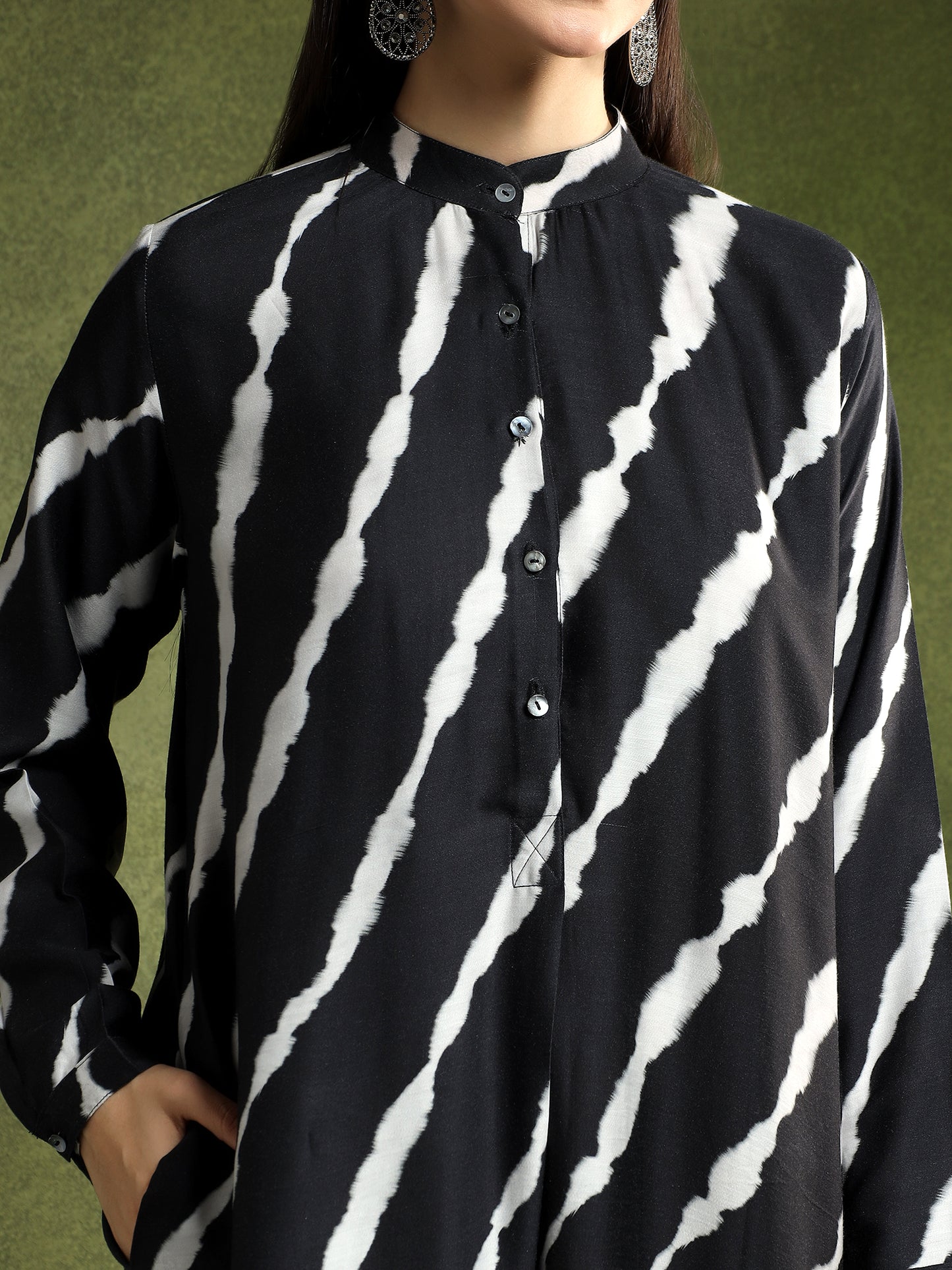 Black Batik Printed Kurta Dress