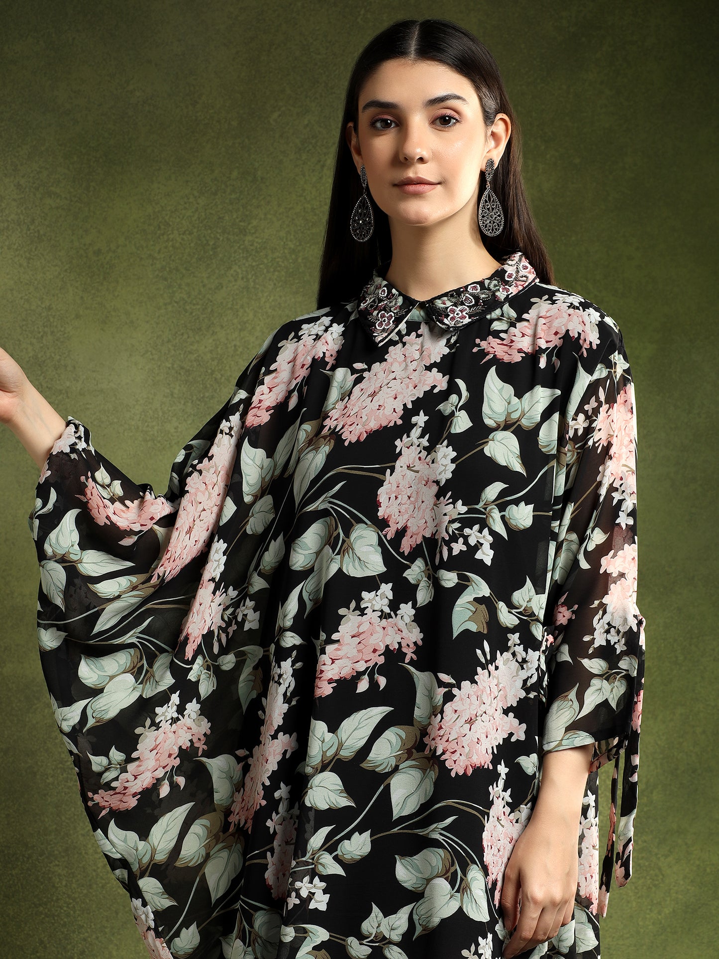 Georgette Floral Printed Shirt Dress