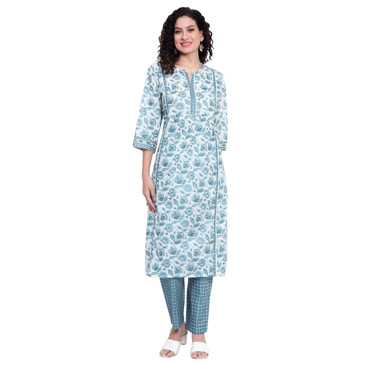 Blue Organic Cotton Printed Suit