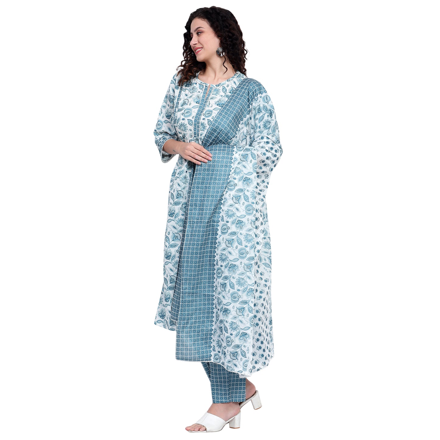Blue Organic Cotton Printed Suit