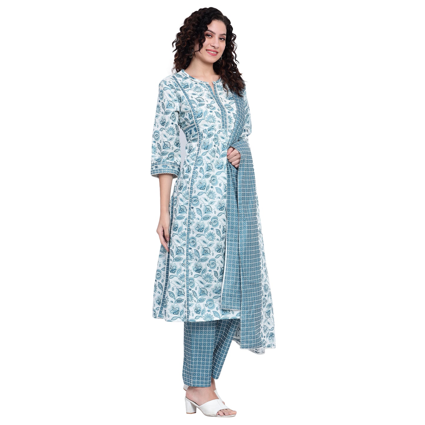Blue Organic Cotton Printed Suit