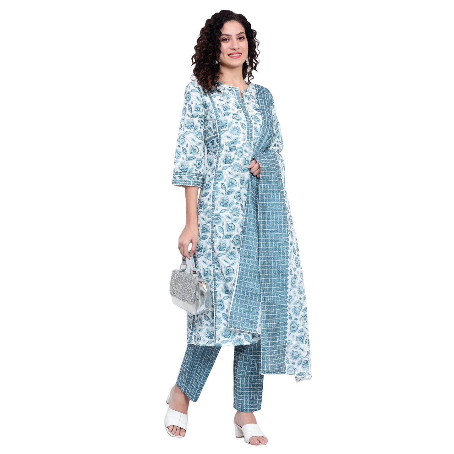 Blue Organic Cotton Printed Suit