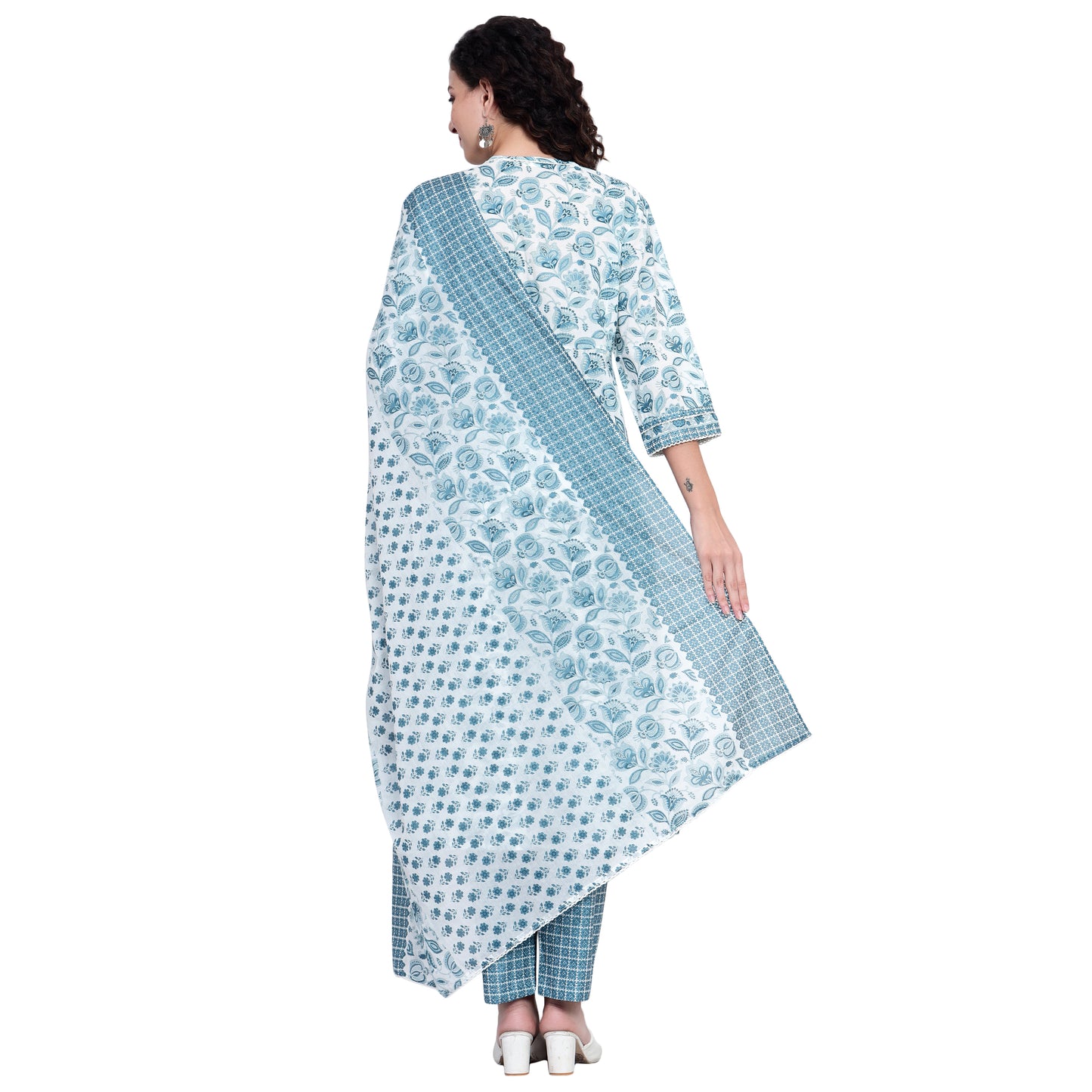 Blue Organic Cotton Printed Suit