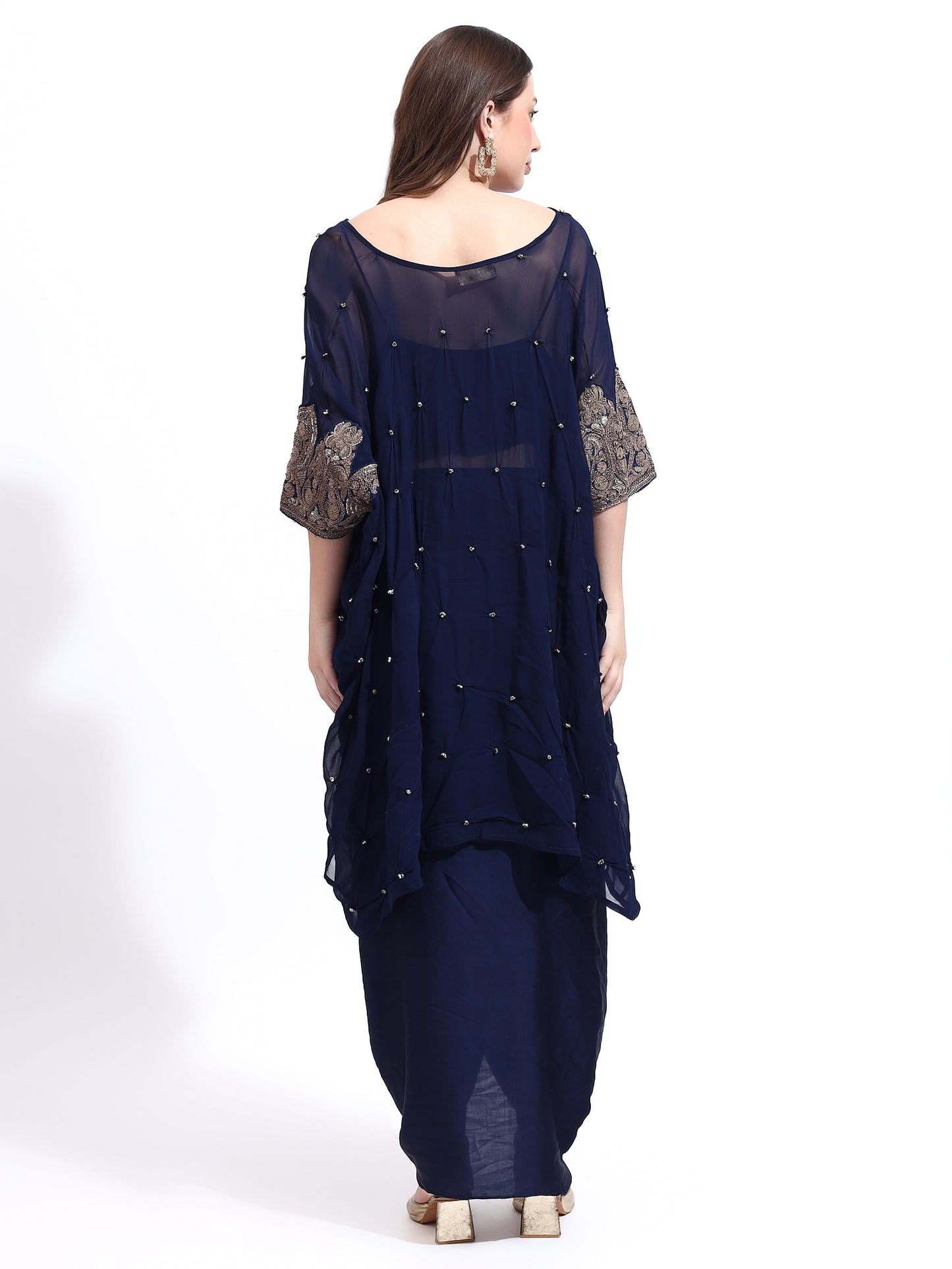 Blue Georgette Hand Embroidered Cord Set