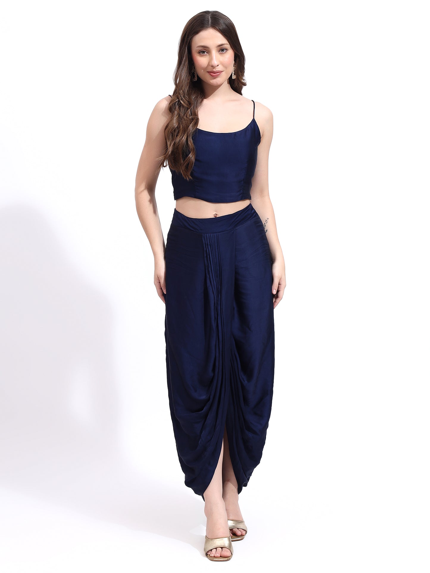Blue Georgette Hand Embroidered Cord Set
