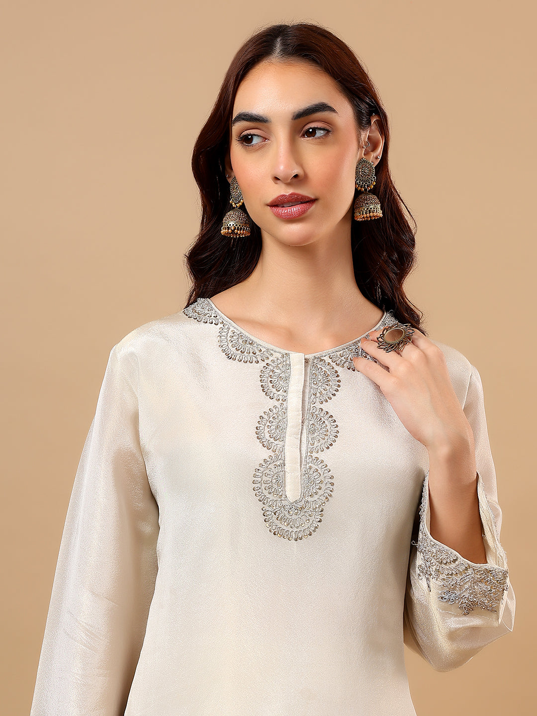 Ivory Tissue Silk Suit
