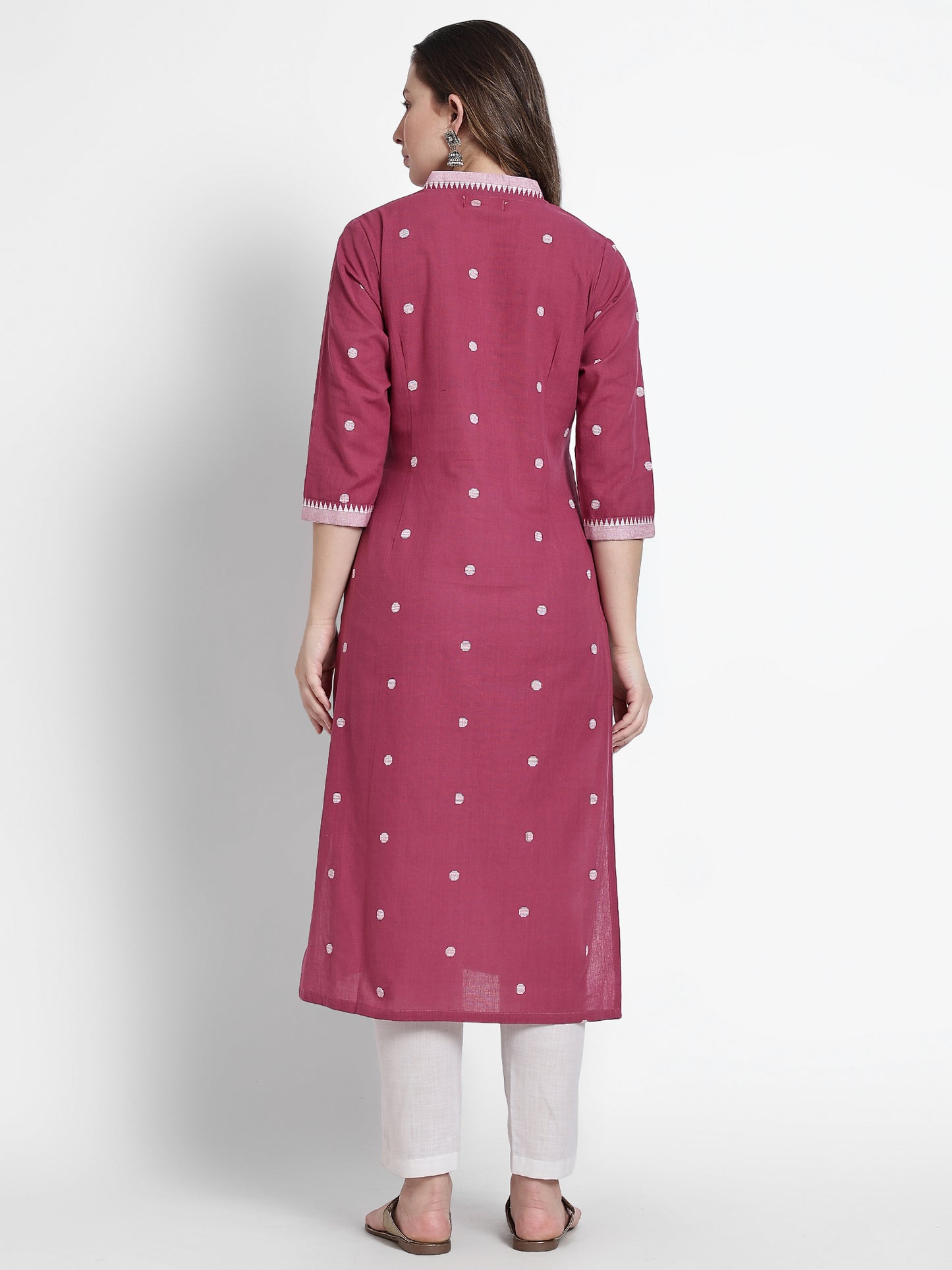 Pink Polka Dot Cotton Kurta