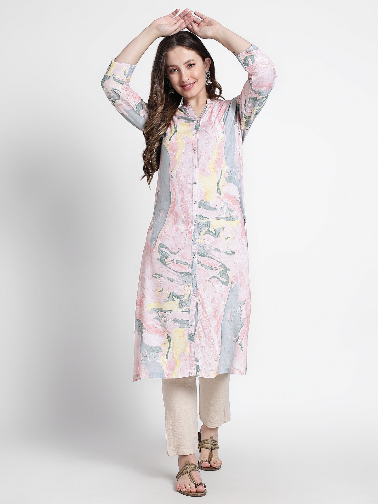 Cotton Blend Hand Painted Kurta