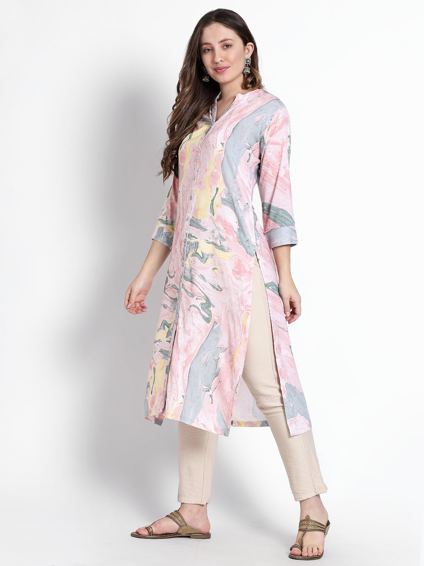 Cotton Blend Hand Painted Kurta