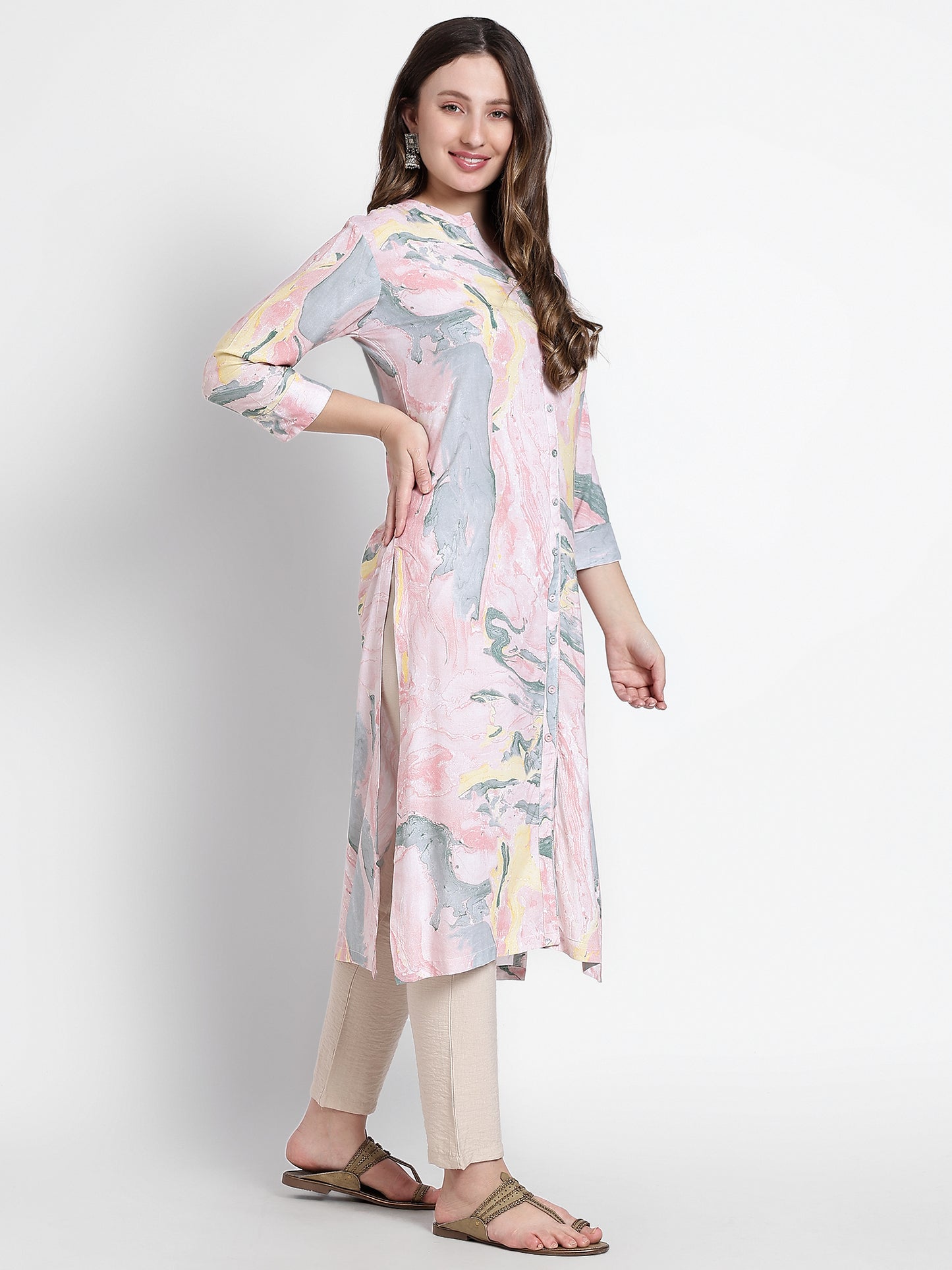 Cotton Blend Hand Painted Kurta