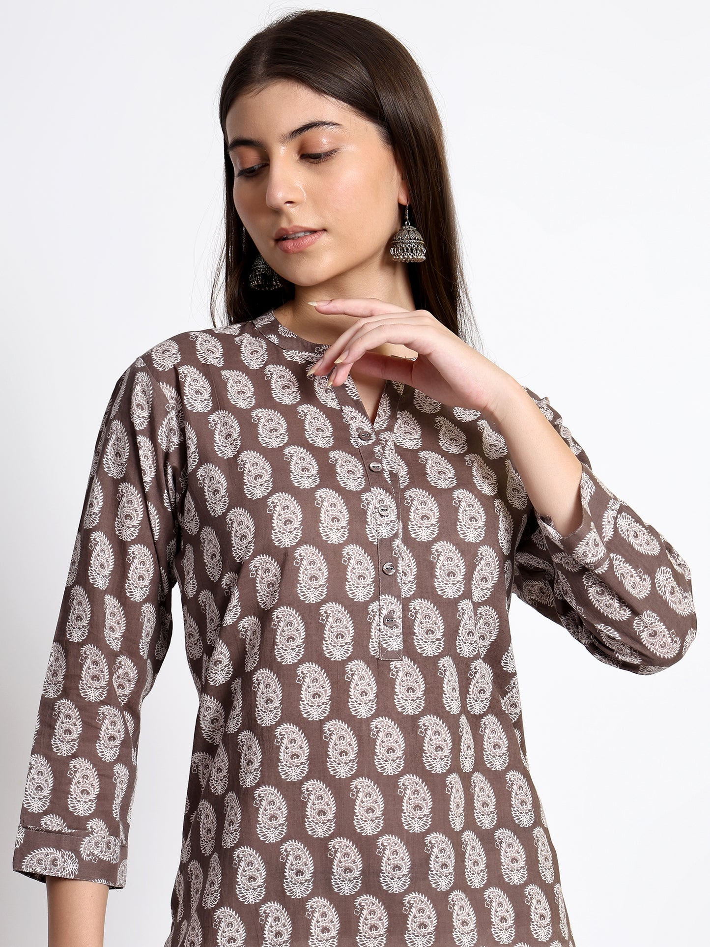Brown Printed Kurta