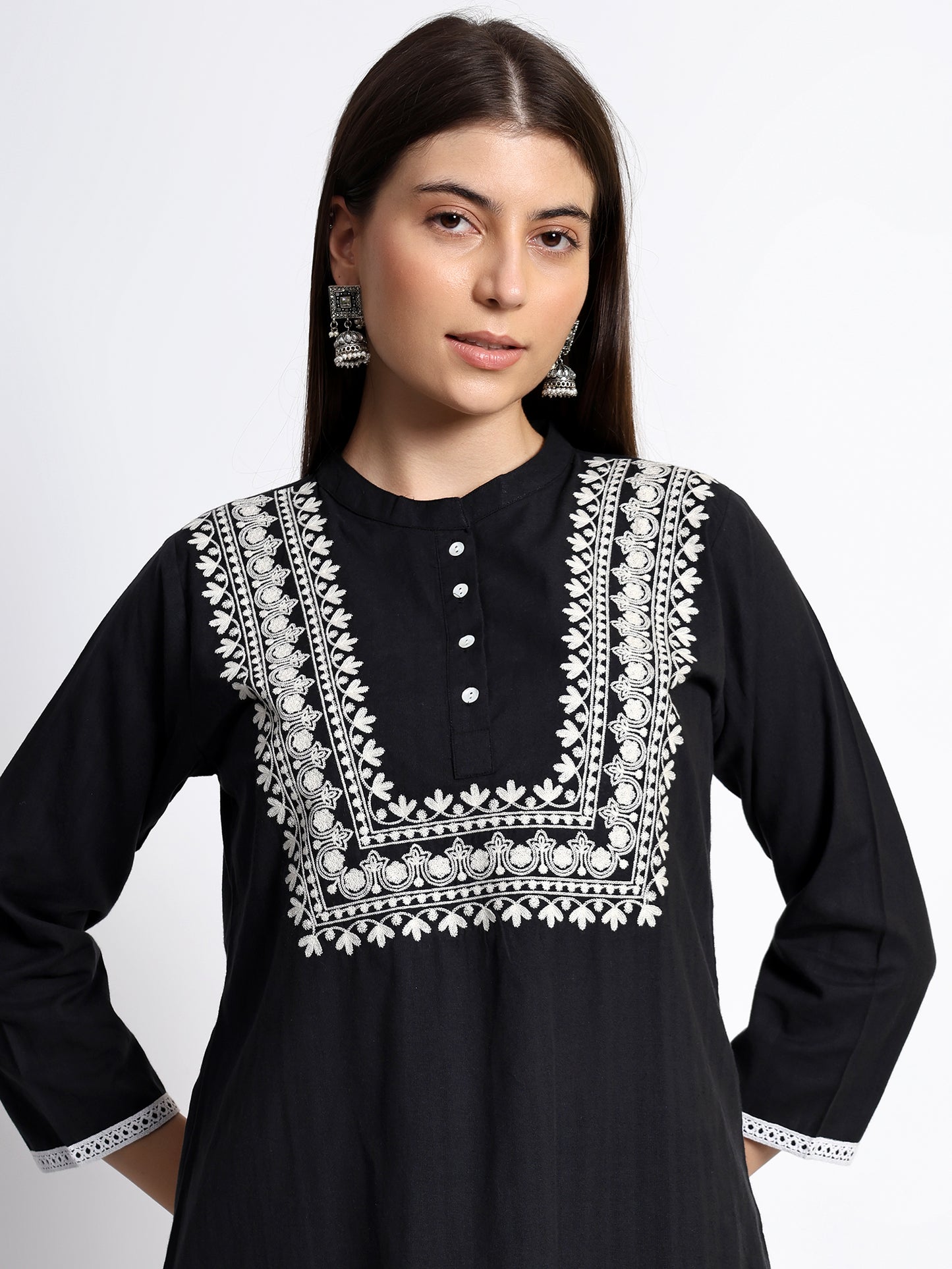 Black Cotton Kurta Set