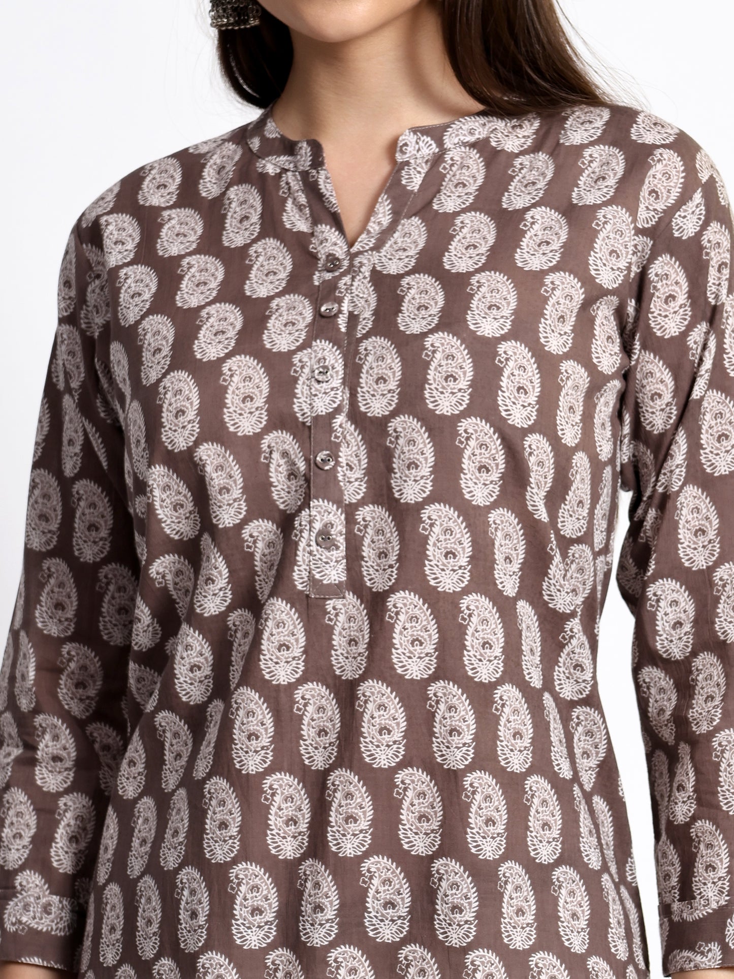 Brown Printed Kurta