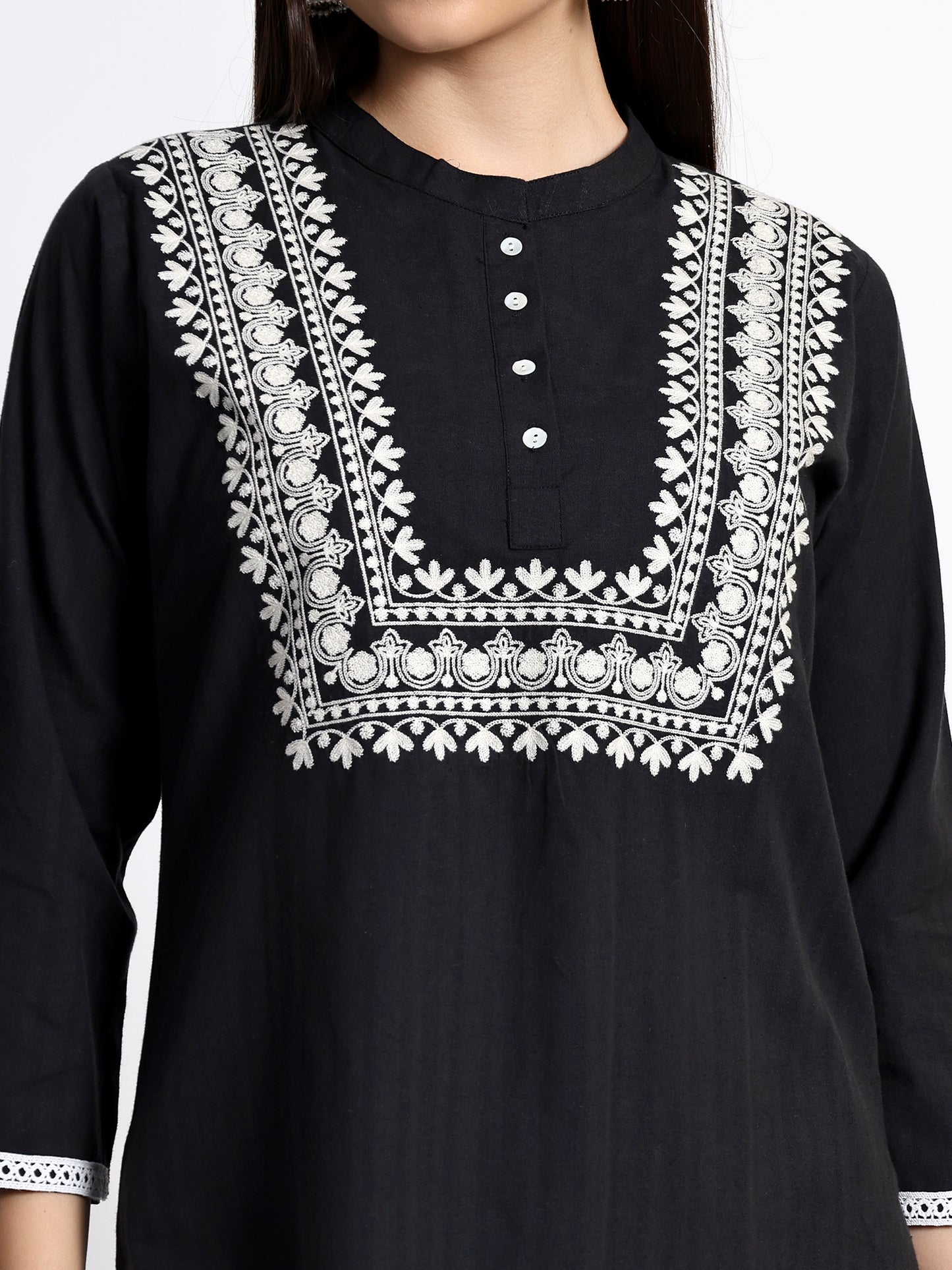Black Cotton Kurta Set