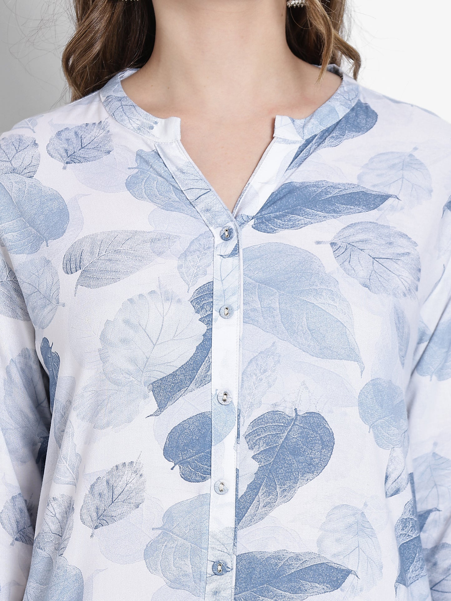 White Cotton Blue Printed Kurta