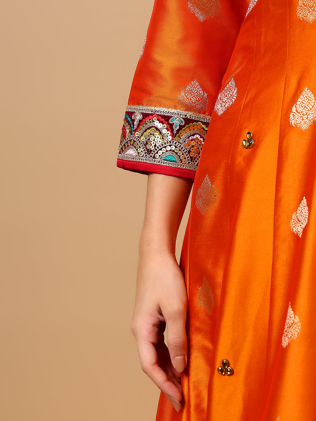 Orange Silk Anarkali