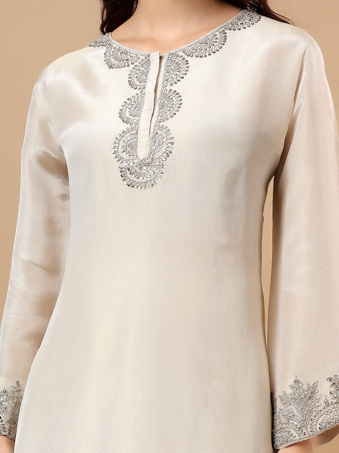Ivory Tissue Silk Suit