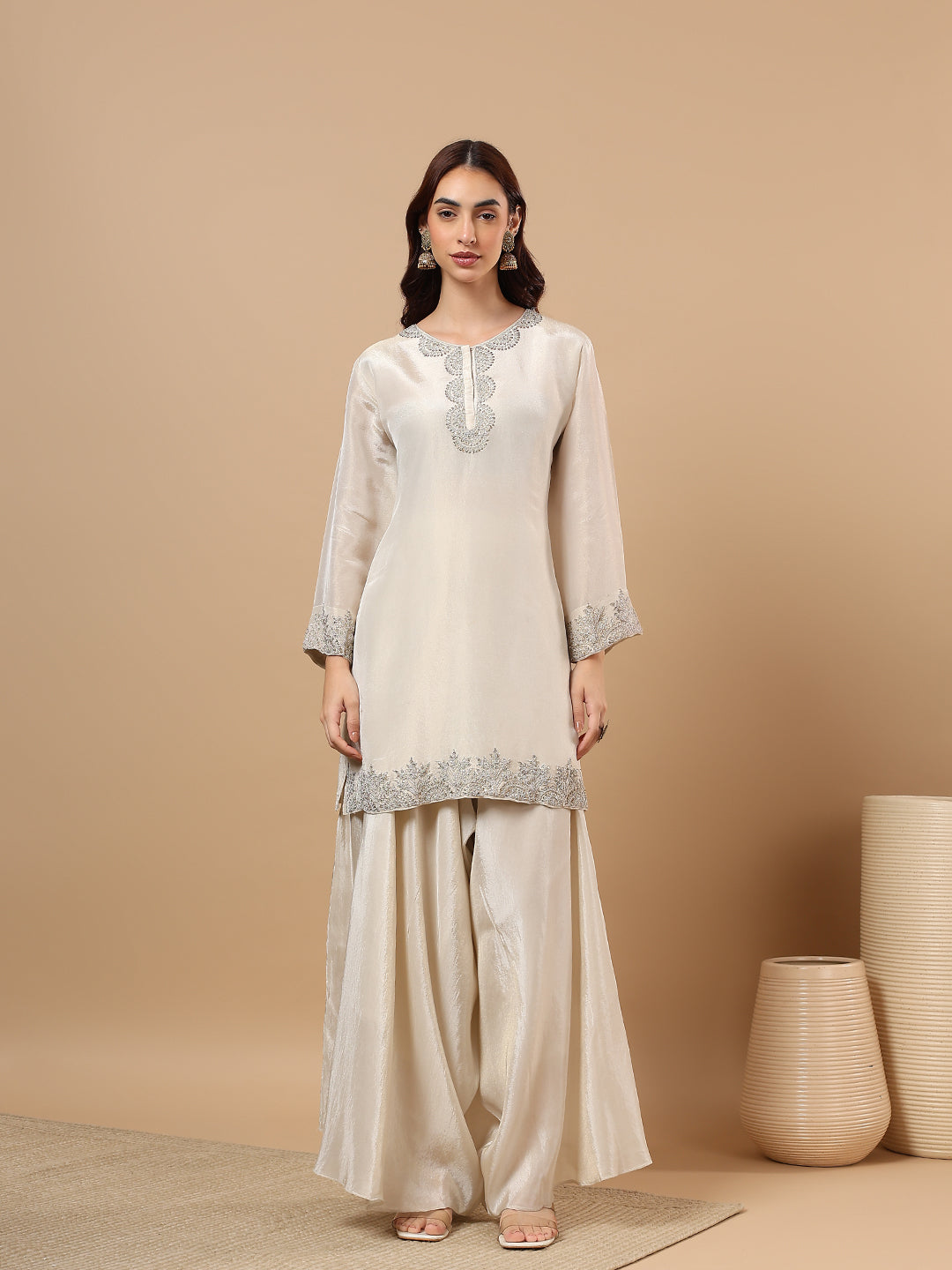Ivory Tissue Silk Suit