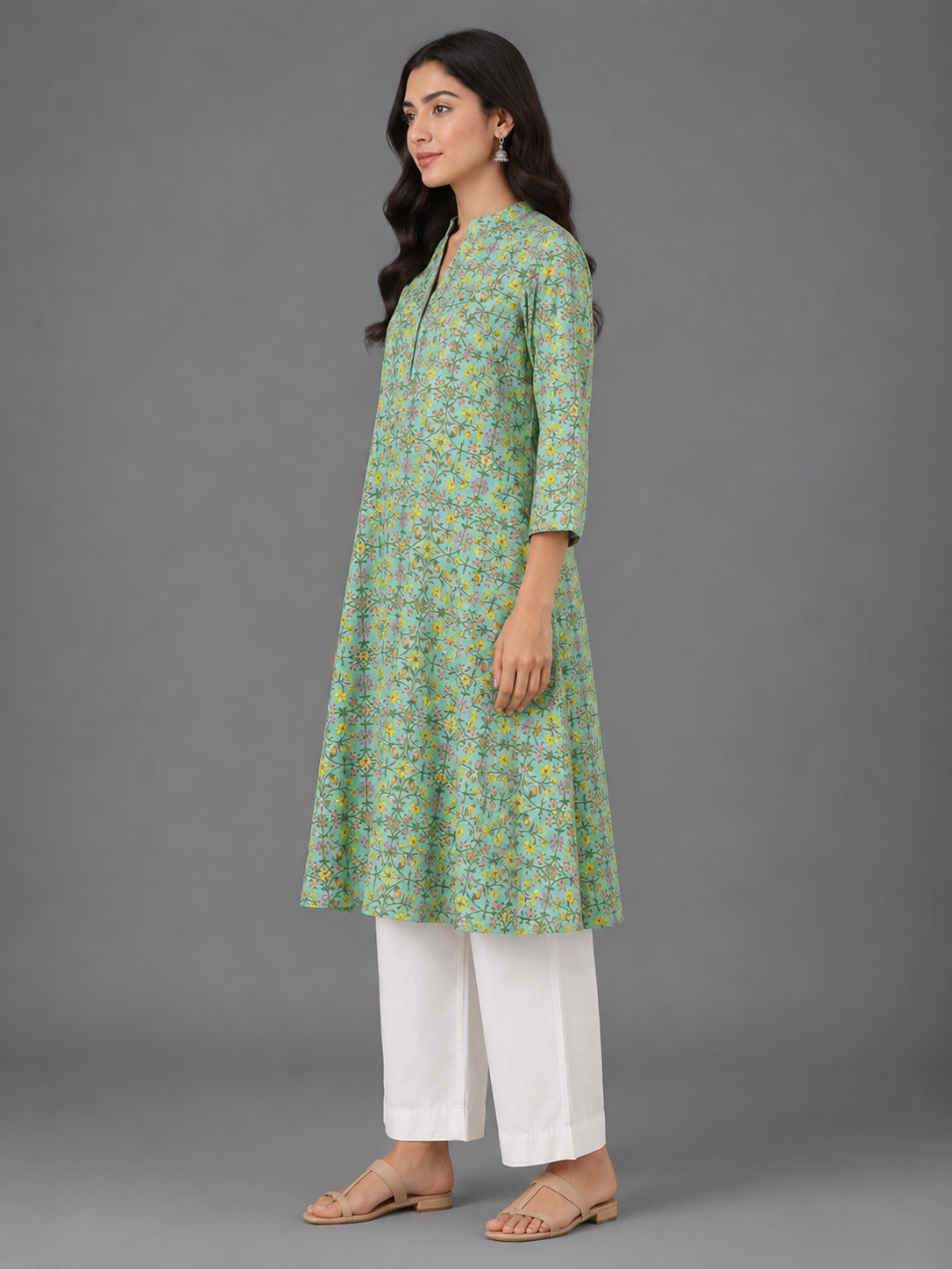 Green Cotton Kurta