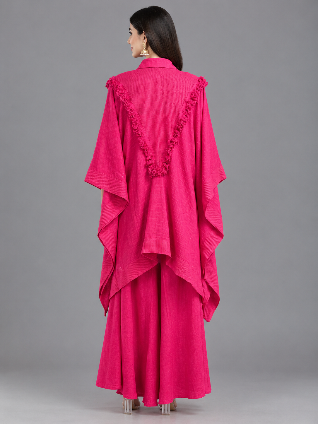 Fuschia Pink Cord Set with Flared Pants