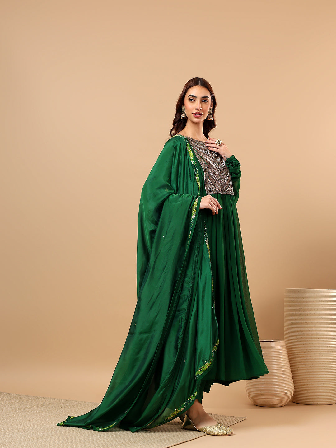 Winter Green Georgette Anarkali suit