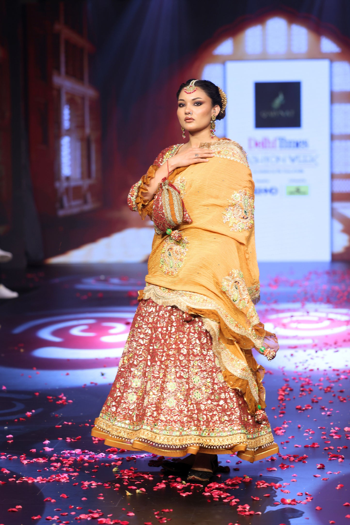 Ghungroo Rust Sequence & Mirror Work Hand Embroidered Anarkali Set