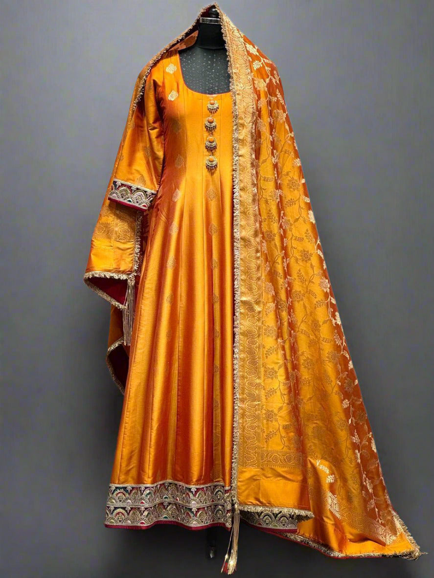 Orange Silk Anarkali